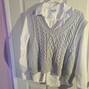 Express Gray Cable Knit Sweater Vest